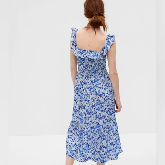 GAP Floral Ruffle Sleeve Midi Dress Medium NWOT - Picture 4 of 9
